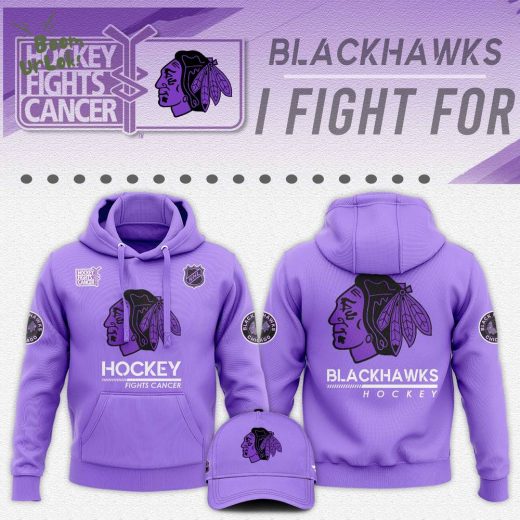 Chicago Blackhawks Hockey Fights Cancer 2024 Unisex Hoodie