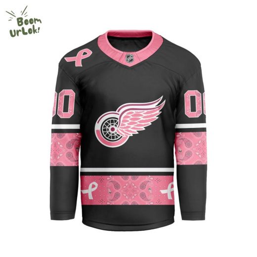 2024 Detroit Red Wings Pink Breast Cancer V-shaped Custom Jersey