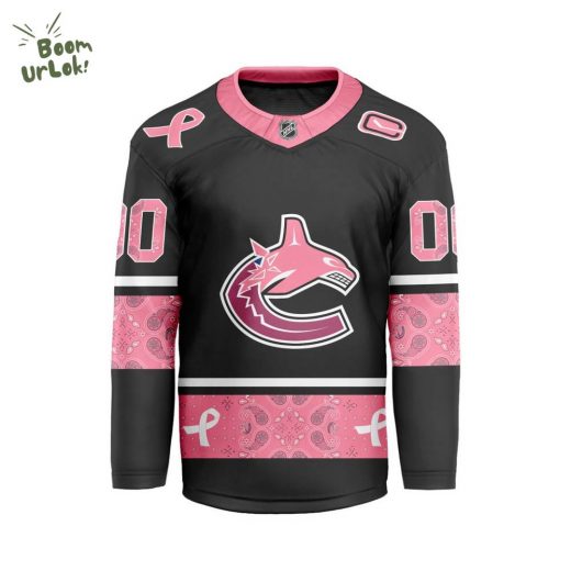 2024 Vancouver Canucks Pink Fight Breast Cancer V-shaped Limited Edition Jersey