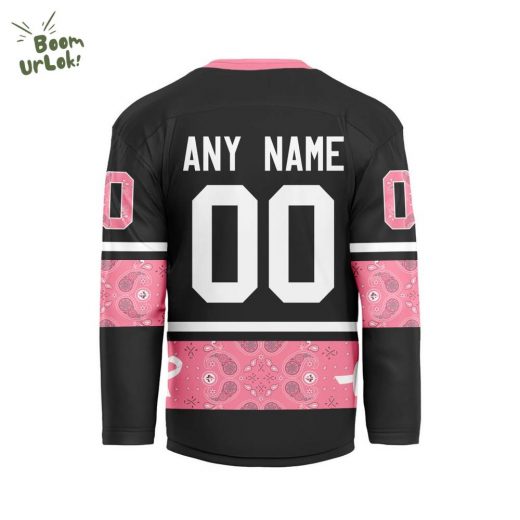 2024 Winnipeg Jets Pink Breast Cancer Awareness V-shaped Custom Jersey