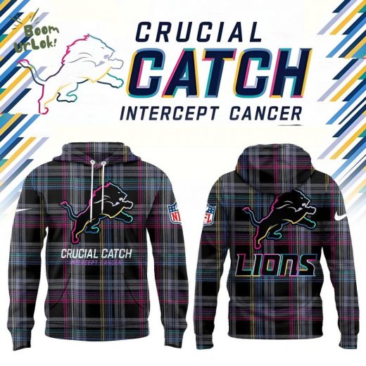 Black Detroit Lions 2024 NFL Crucial Catch Intercept Cancer Caro Hoodie