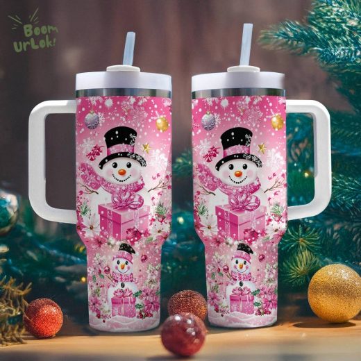 Blushing Snowman Christmas Tumbler – Cute Holiday Drinkware