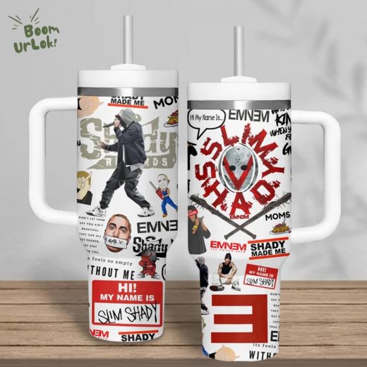 Eminem Music Custom 40oz Stainless Steel Tumbler with Handle – Personalized Eminem Mug for Music Lovers