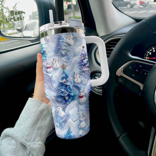 Glossy Tumbler Cute Snowmen – Winter Holiday Drinkware