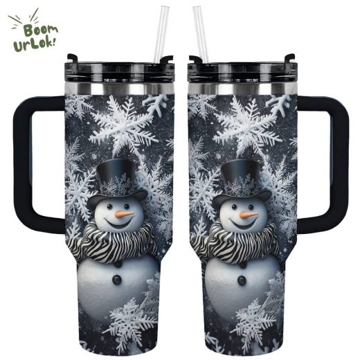 Glossy Tumbler Frosty Elegance Snowman – Stylish Winter Holiday Drinkware