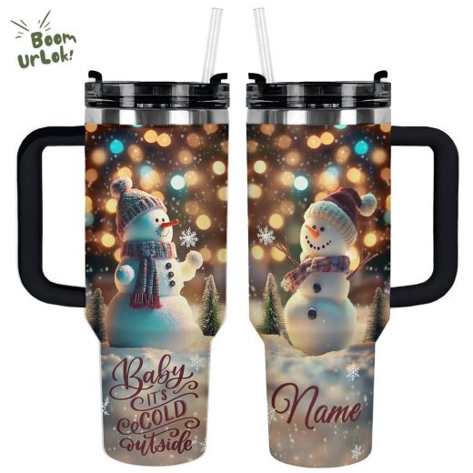 Glossy Tumbler Personalized Happy Snowman – Custom Christmas Tumbler