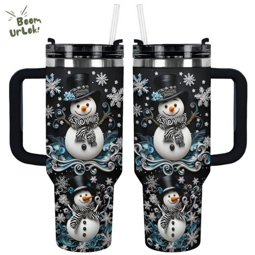 Glossy Tumbler Snowflake Charm Snowman – Winter Holiday Drinkware