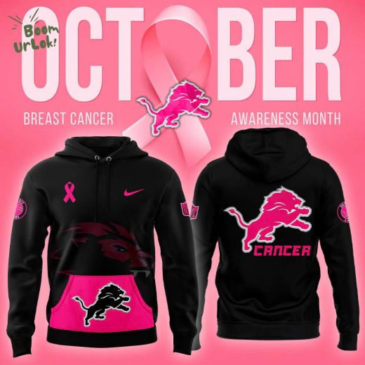 October Detroit Lions Breast Cancer Awareness 2024 Black Pink Hoodie – NFL