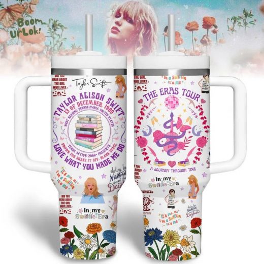 Taylor Swift Music Custom Stanley Quencher 40oz Stainless Steel Tumbler with Handle – Custom Swiftie Fan Mug