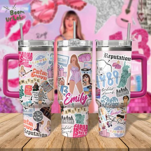 Taylor Swift Music Custom Stanley Quencher 40oz Stainless Steel Tumbler with Handle – Swiftie Fan Mug