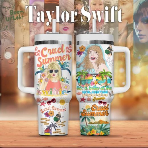 Taylor Swift Music Custom Stanley Quencher 40oz Stainless Steel Tumbler with Handle – Swiftie Mug for Concert Lovers