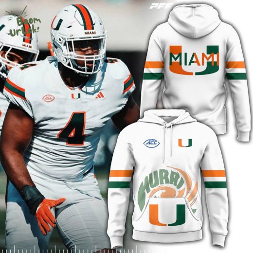 Miami Hurricanes Football 2024 White Hoodie