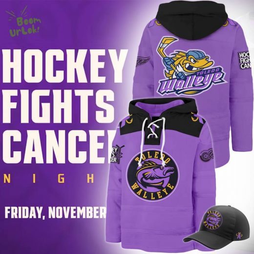 Toledo Walleye Hockey Fight Cancer Night 2024 Lace-Up Hoodie