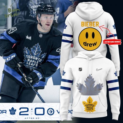 Toronto Maple Leafs 2024 Justin Bieber White Hoodie Customizable