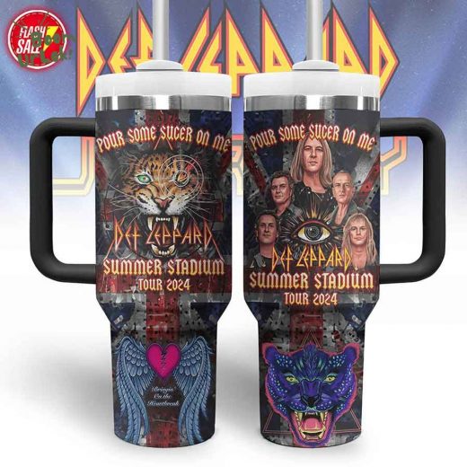 Def Leppard Music Custom 40oz Stainless Steel Tumbler with Handle – Rock Fan Drinkware