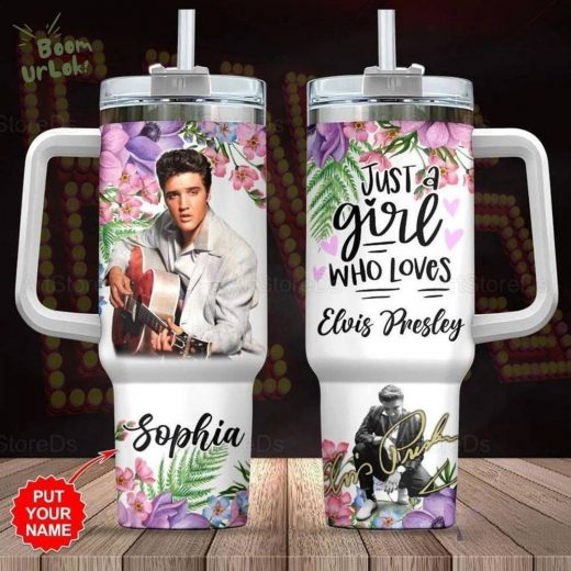 Elvis Presley Music 40oz Custom Stainless Steel Tumbler with Handle – Classic Rock Mug