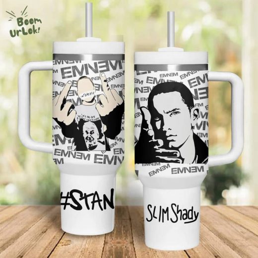 Eminem’s Music 40oz Stainless Steel Tumbler with Handle – Custom Mug for Fans