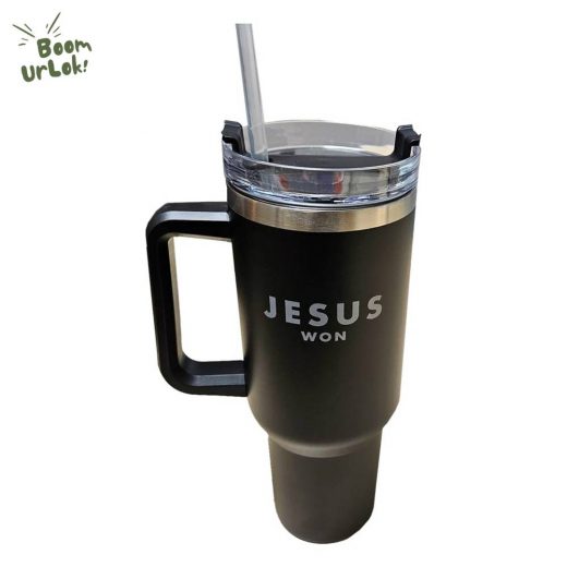 Jesus Won Thermal Cup – Religious Stainless Steel Tumbler with Inspirational Design