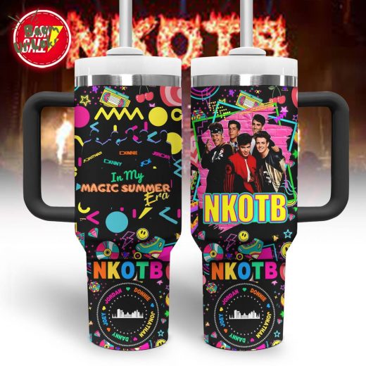 NKOTB 40oz Music Custom Stainless Steel Tumbler with Handle – Retro Drinkware for Fans