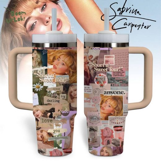 Sabrina Carpenter 40oz Music Custom Stainless Steel Tumbler with Handle – Fan Mug