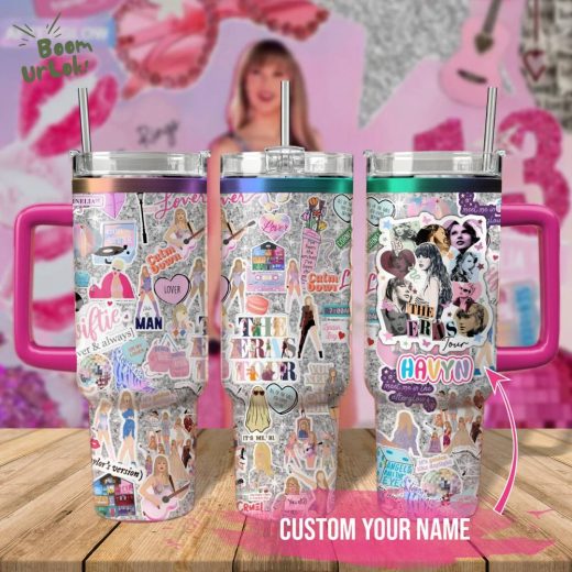 Taylor Swift Music Custom Stanley Quencher 40oz Stainless Steel Tumbler with Handle – Official Swiftie Drinkware