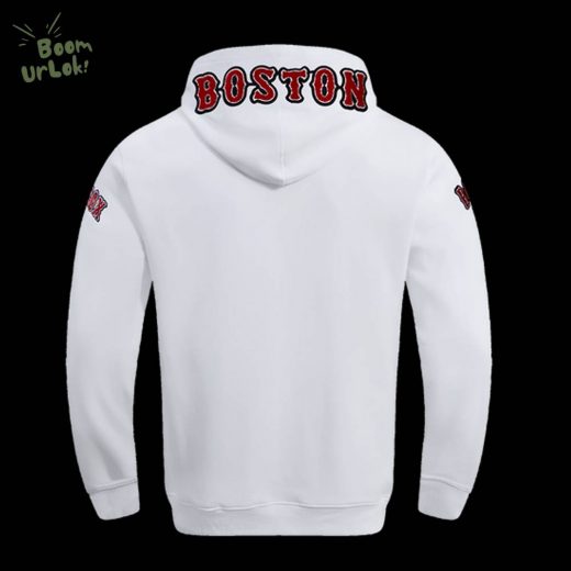 MLB Boston Red Sox Classic Chenille Men’s White Pullover Hoodie – Red Sox Team Hoodie