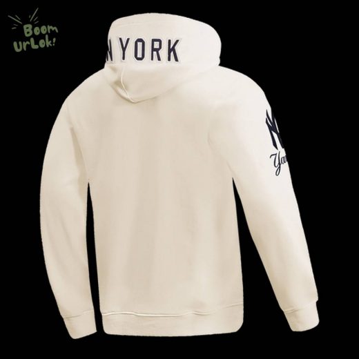 MLB New York Yankees Classic Chenille Men’s Eggshell Pullover Hoodie – Comfortable Baseball Hoodie