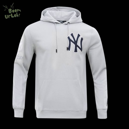 MLB New York Yankees Classic Chenille Men’s Gray Pullover Hoodie – Premium Baseball Hoodie