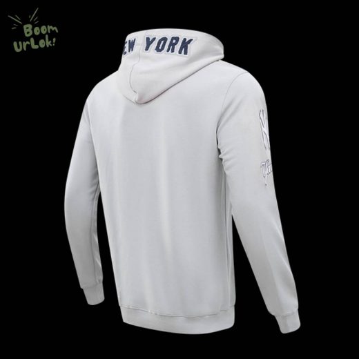 MLB New York Yankees Classic Chenille Men’s Gray Pullover Hoodie – Premium Baseball Hoodie