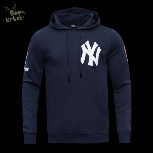 MLB New York Yankees Classic Chenille Men’s Midnight Navy Pullover Hoodie – Official Team Hoodie