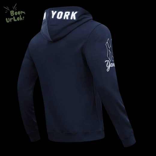 MLB New York Yankees Classic Chenille Men’s Midnight Navy Pullover Hoodie – Official Team Hoodie