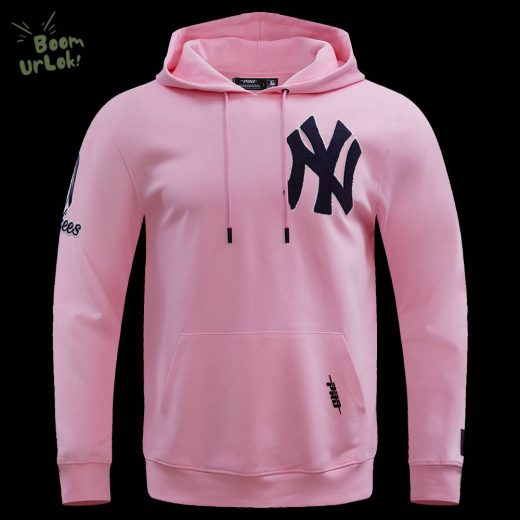 MLB New York Yankees Classic Chenille Men’s Pink Pullover Hoodie – Trendy Sports Hoodie