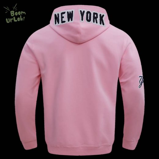 MLB New York Yankees Classic Chenille Men’s Pink Pullover Hoodie – Trendy Sports Hoodie