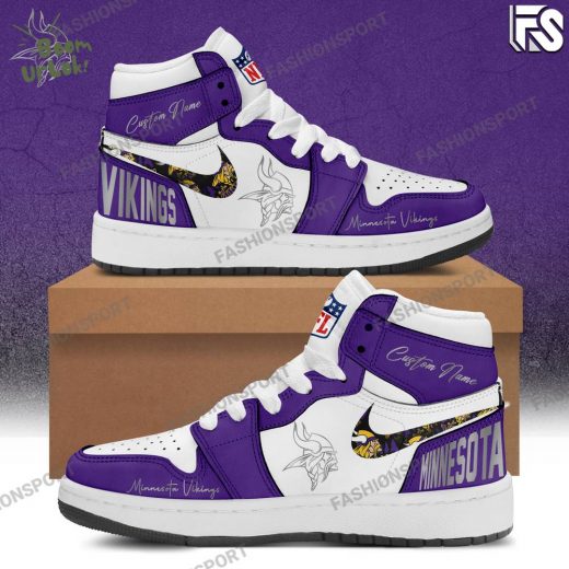 Minnesota Vikings Custom Name Air Jordan 1 Sneakers 2024 Limited Edition