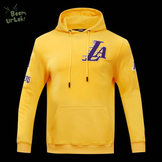 NBA Los Angeles Lakers Classic Chenille Men’s Yellow Pullover Hoodie – Iconic Lakers Hoodie