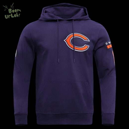 NFL Chicago Bears Classic Chenille Men’s Midnight Navy Pullover Hoodie – Bears Fan Hoodie