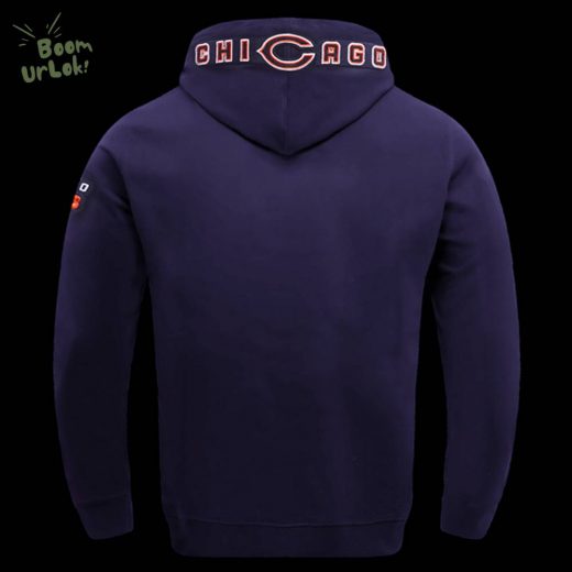 NFL Chicago Bears Classic Chenille Men’s Midnight Navy Pullover Hoodie – Bears Fan Hoodie