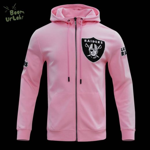 NFL Las Vegas Raiders Classic Chenille Men’s FZ White Hoodie – Official Sports Apparel