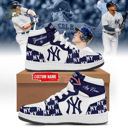 New York Yankees Air Jordan 1 Monogram Print Custom Sneakers