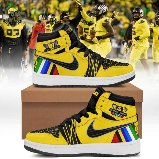 Oregon Ducks Cancer Fight Hot Design Air Jordan 1 Sneakers 2024