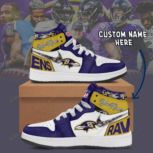 Personalized Baltimore Ravens Air Jordan 1 Custom Sneakers 2024