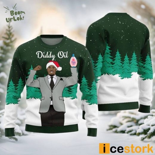 Diddy Oil Men’s Ugly Christmas Sweater Moss Green