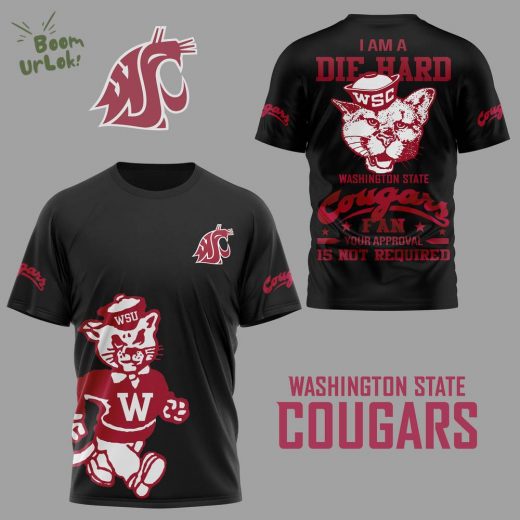 I Am A Die Hard WSC Washington State Cougars 3D Black Shirt 2024 – NCAA Custom Shirt