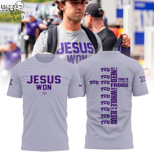 Jesus Won TCU Football 2024 Gray Shirt – Christian Football Apparel