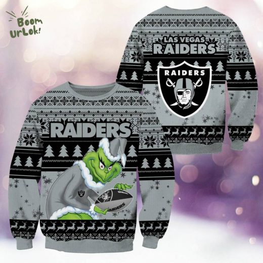 Las Vegas Raiders Christmas Grinch Knitted Sweater – Festive Style