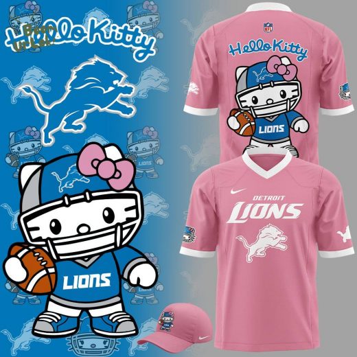 Limited Edition Detroit Lions x Hello Kitty Football Pink Jersey