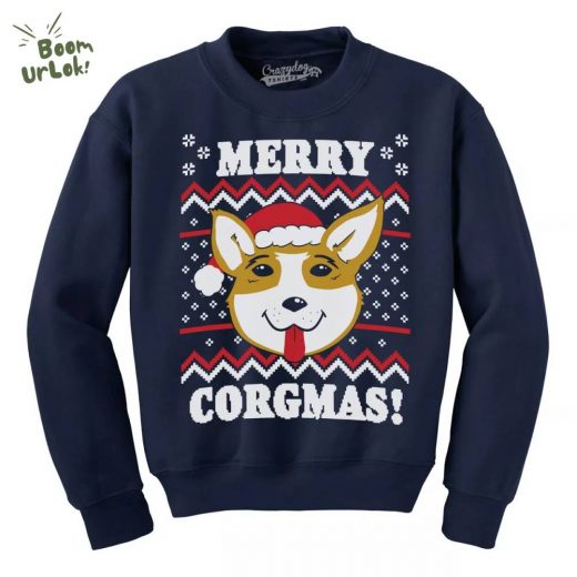 Merry Corgmas Christmas Dog Dad Sweatshirt