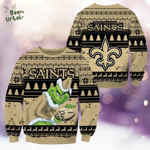 New Orleans Saints Christmas Grinch Knitted Sweater – Festive Fan Gear