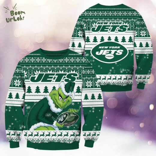 New York Jets Christmas Grinch Knitted Sweater – Holiday Cheer