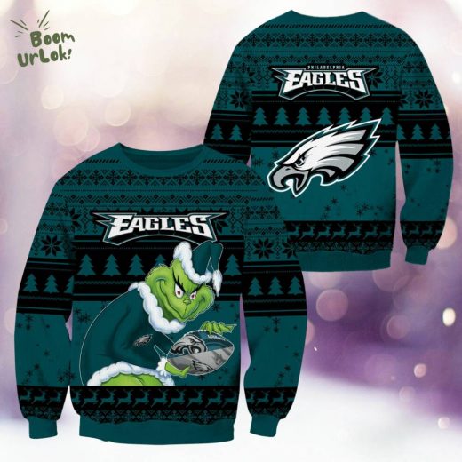 Philadelphia Eagles Christmas Grinch Knitted Sweater – NFL Holiday Apparel